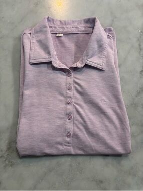 Travis Mathew Lavender Button-Down Polo Top